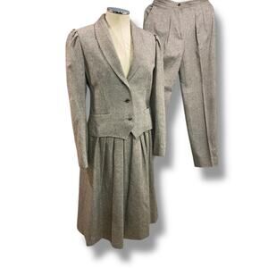 Size 10/12‎ Intuitions Womens 1980s Wool Blend Suit Pants Skirt Jacket